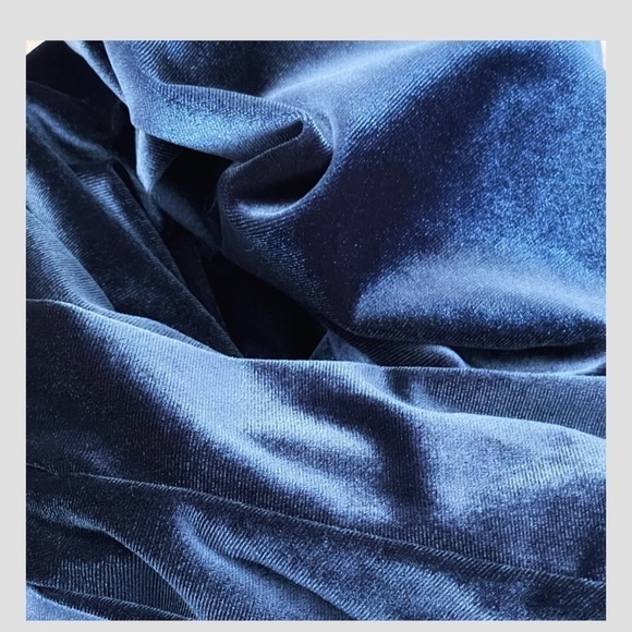 NWT Social Bridesmaids Blue Velvet Maxi Dress Slip Dress One Shoulder Occasion L - Picture 9 of 10